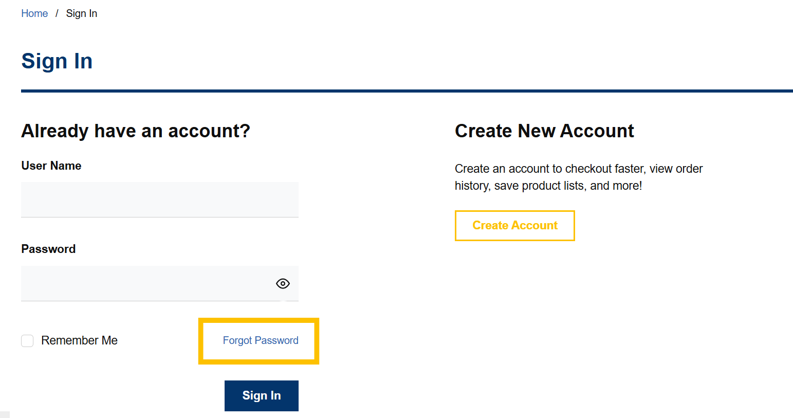 forgot password