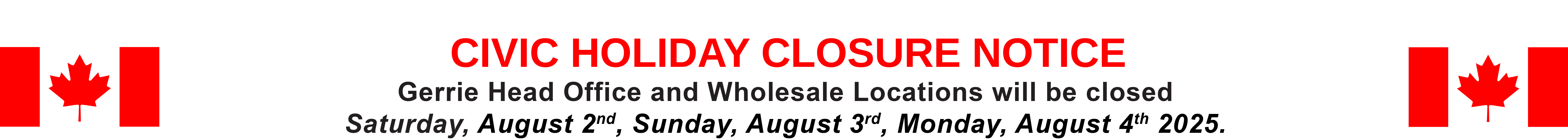 Civic Holiday Closure Notice